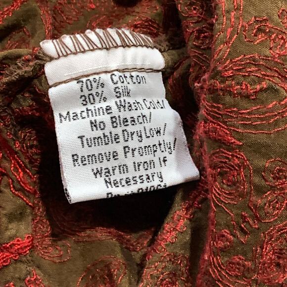 Y2K Vintage Johnny Was Paisley Print Tunic Top Red Boho Small Hippie Silk Blend - Picture 8 of 10